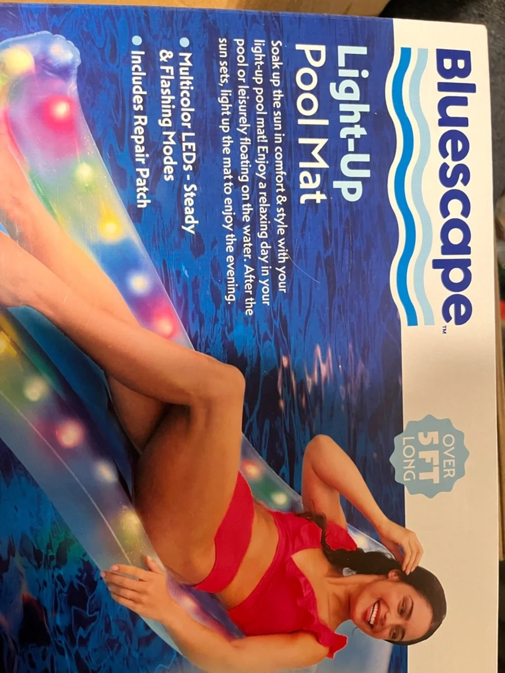 Bluescape Light-Up Pool Mat Multicolor LED Floating Lounger 5ft+ Adult New